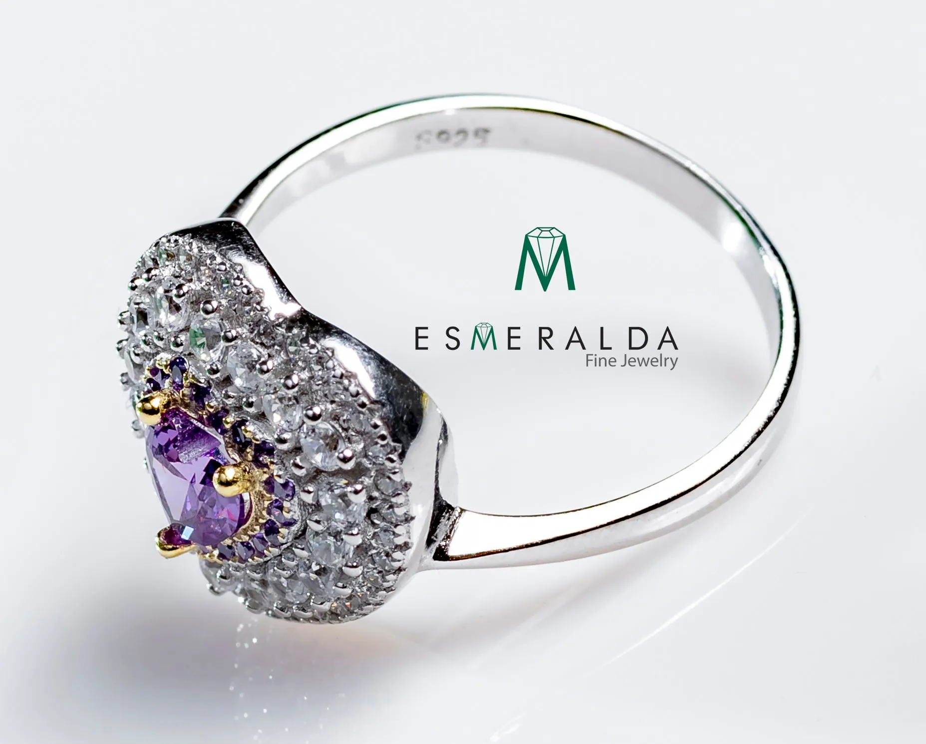 Purple Amethyst Heart Shaped Ring