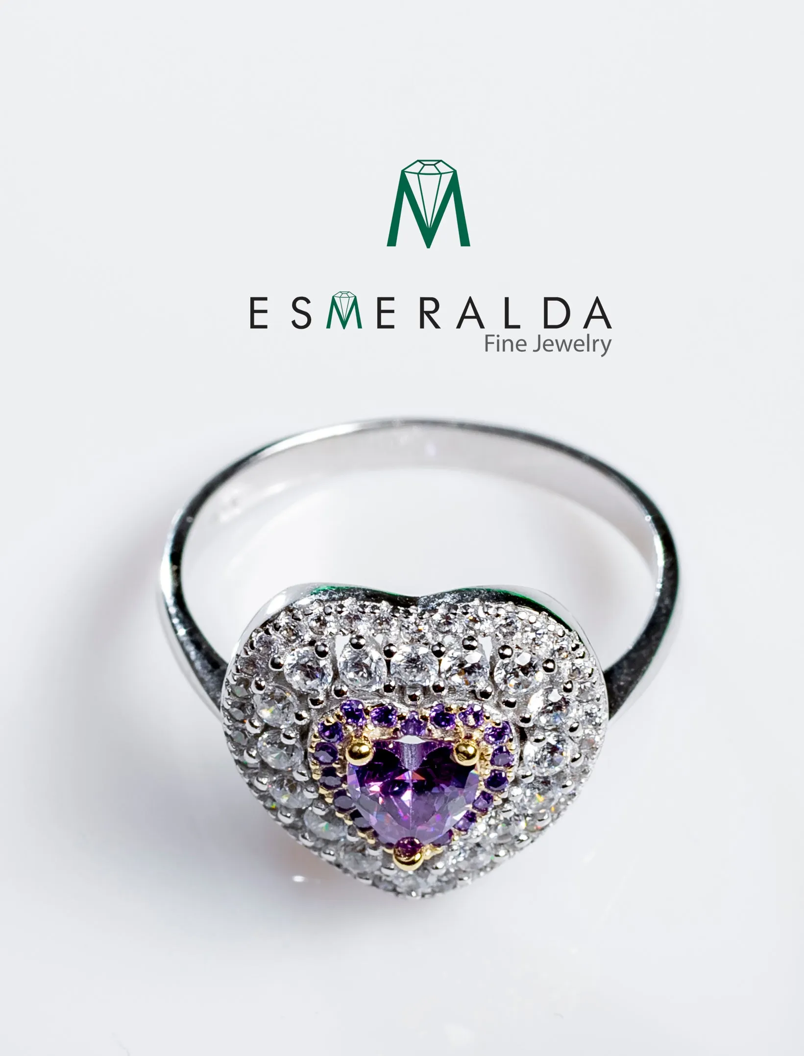 Purple Amethyst Heart Shaped Ring