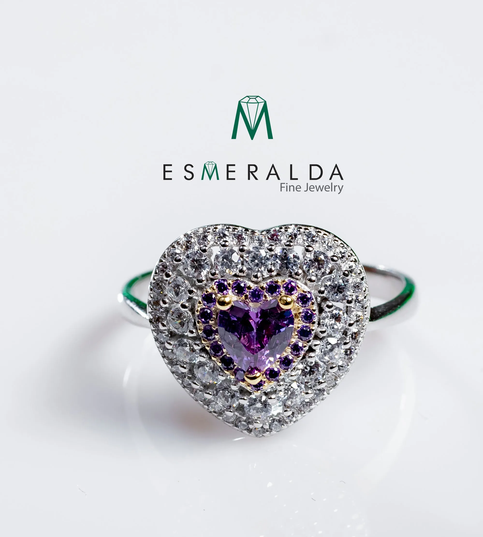 Purple Amethyst Heart Shaped Ring