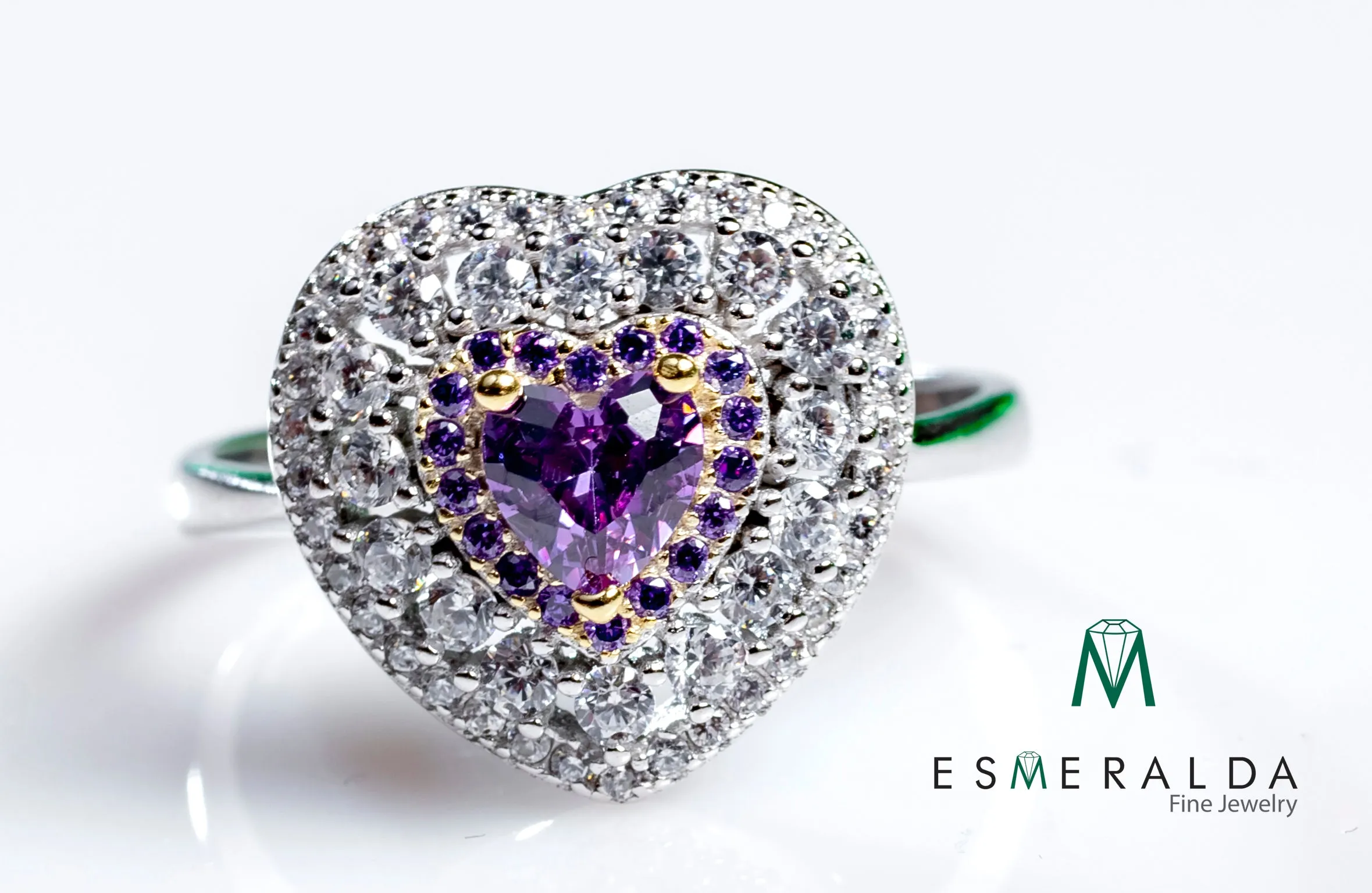 Purple Amethyst Heart Shaped Ring