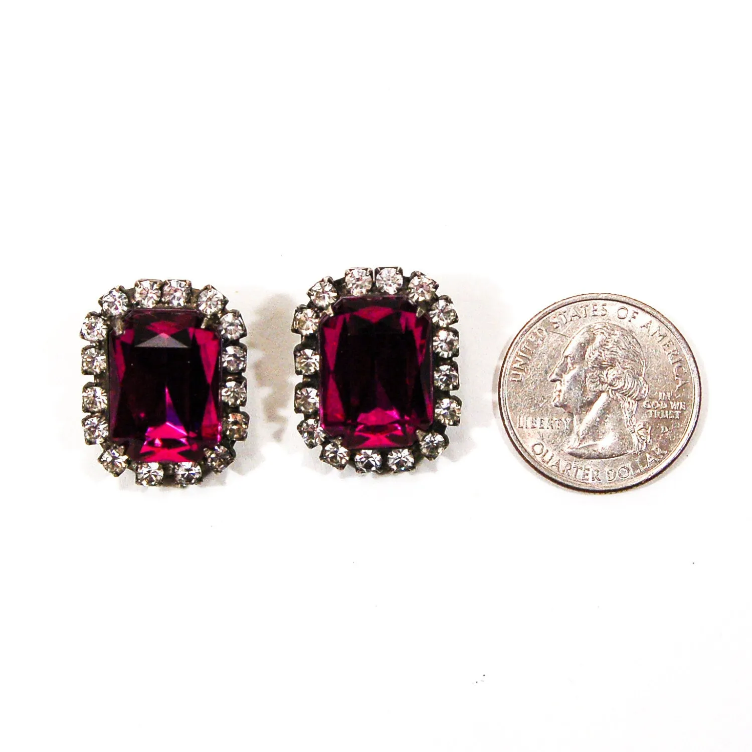 Purple and Rhinestone Earrings