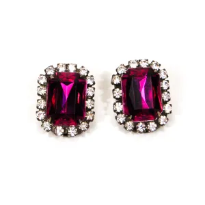 Purple and Rhinestone Earrings