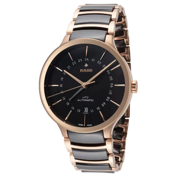 Rado Centrix GMT Two-tone Ceramic Black Dial Automatic Watch for Gents - R30162172