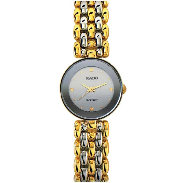 Rado Florence Stainless Steel Two-tone Grey Dial Quartz Watch for Ladies - R48745103