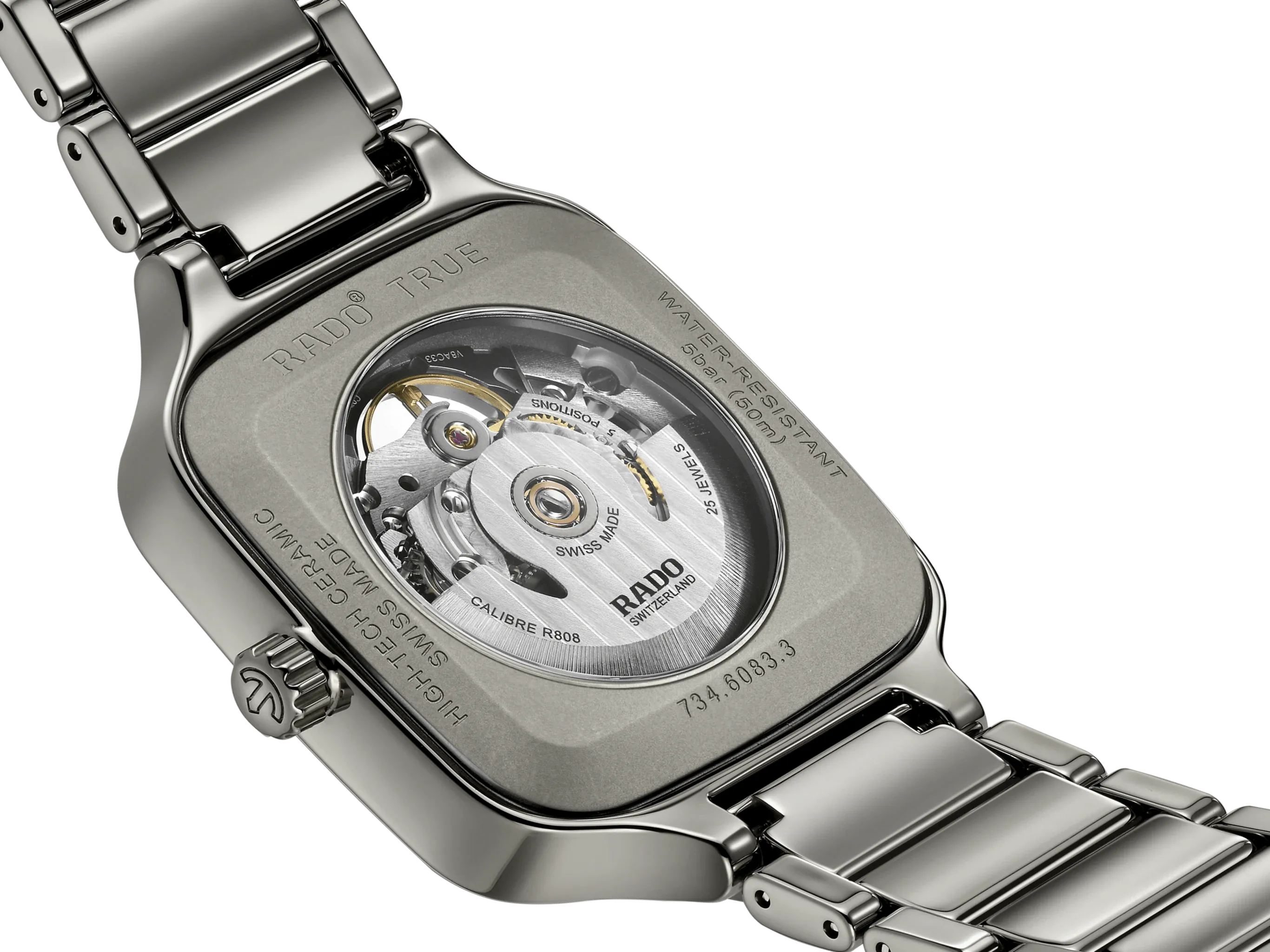 RADO True Square Automatic Skeleton Plasma Ceramic 38mm Men's Watch R27125152