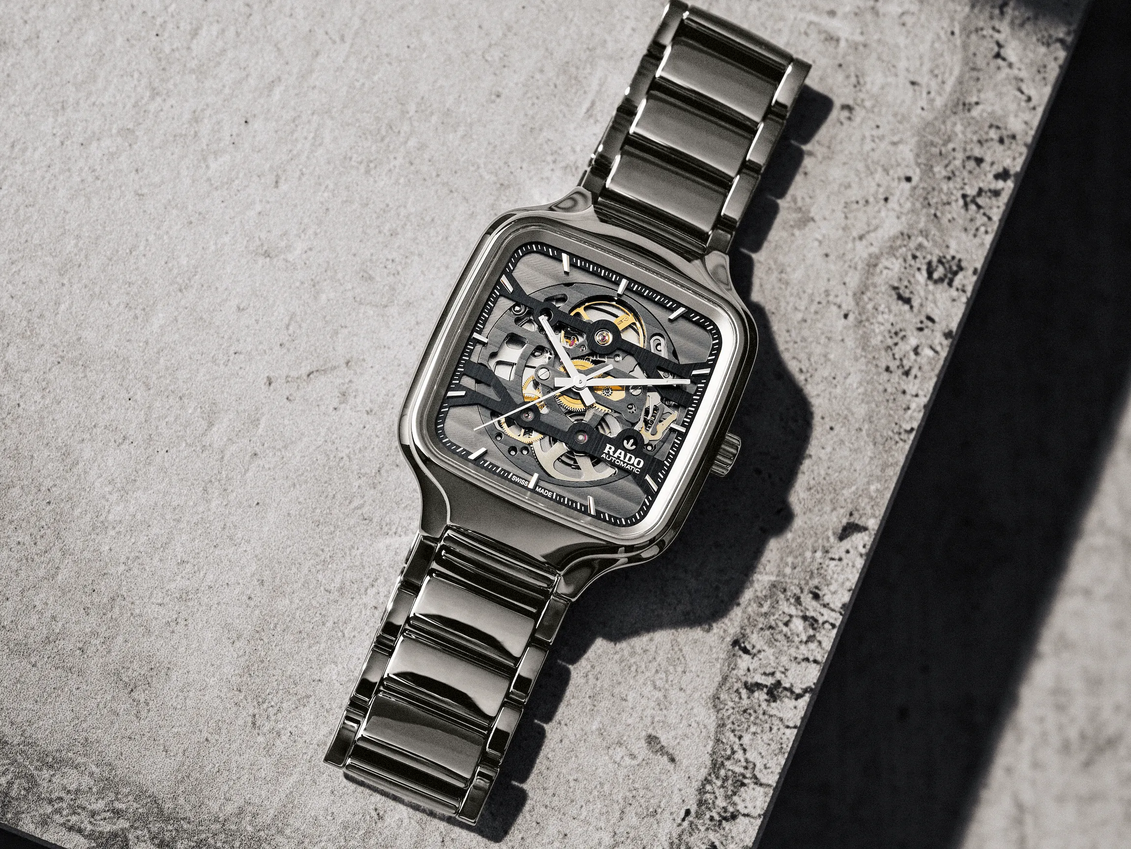 RADO True Square Automatic Skeleton Plasma Ceramic 38mm Men's Watch R27125152