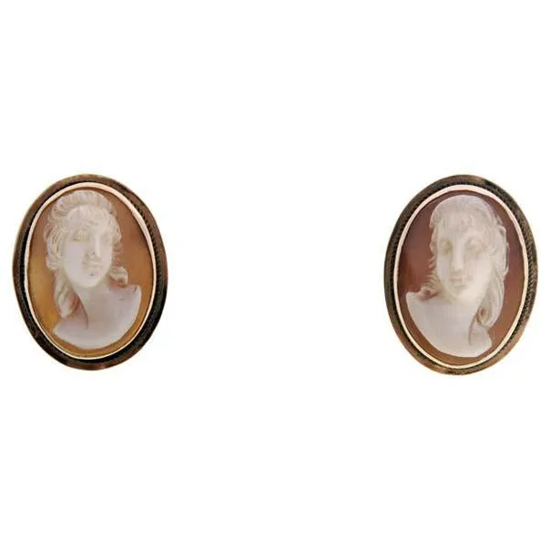 Rare Antique 19th Century Victorian Sardonyx  Cameo Brooch & Earrings 14K Gold
