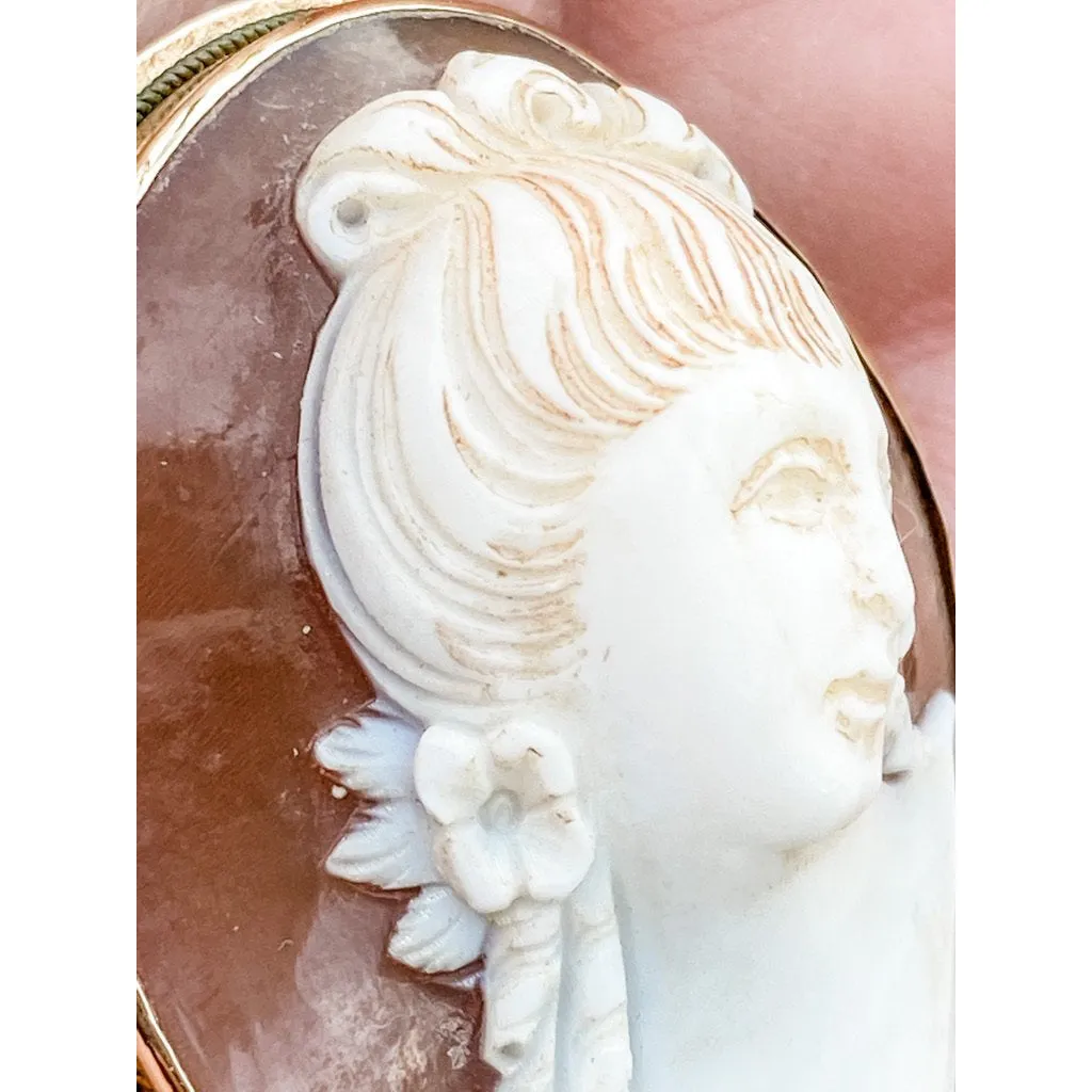 Rare Antique 19th Century Victorian Sardonyx  Cameo Brooch & Earrings 14K Gold