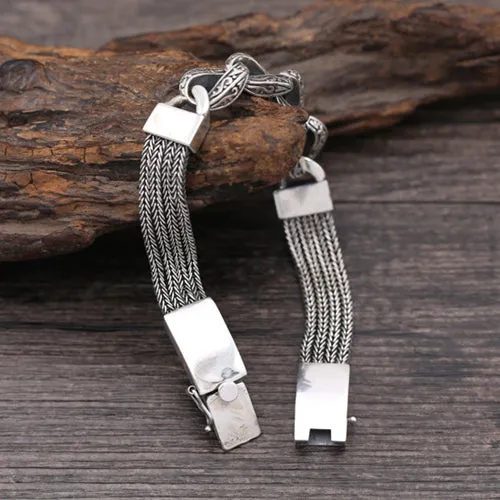 Real Solid 925 Sterling Silver Bracelet Cuban Link Punk Jewelry 7.9"