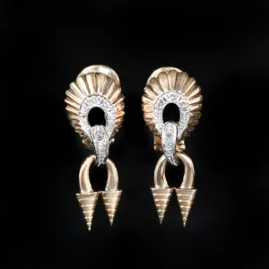 Retro 14K Rose Gold 0.25 CTW Diamond Dangle Earrings
