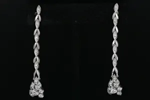 Retro 14K White Gold Diamond Conversion Dangle Earrings c.1940's