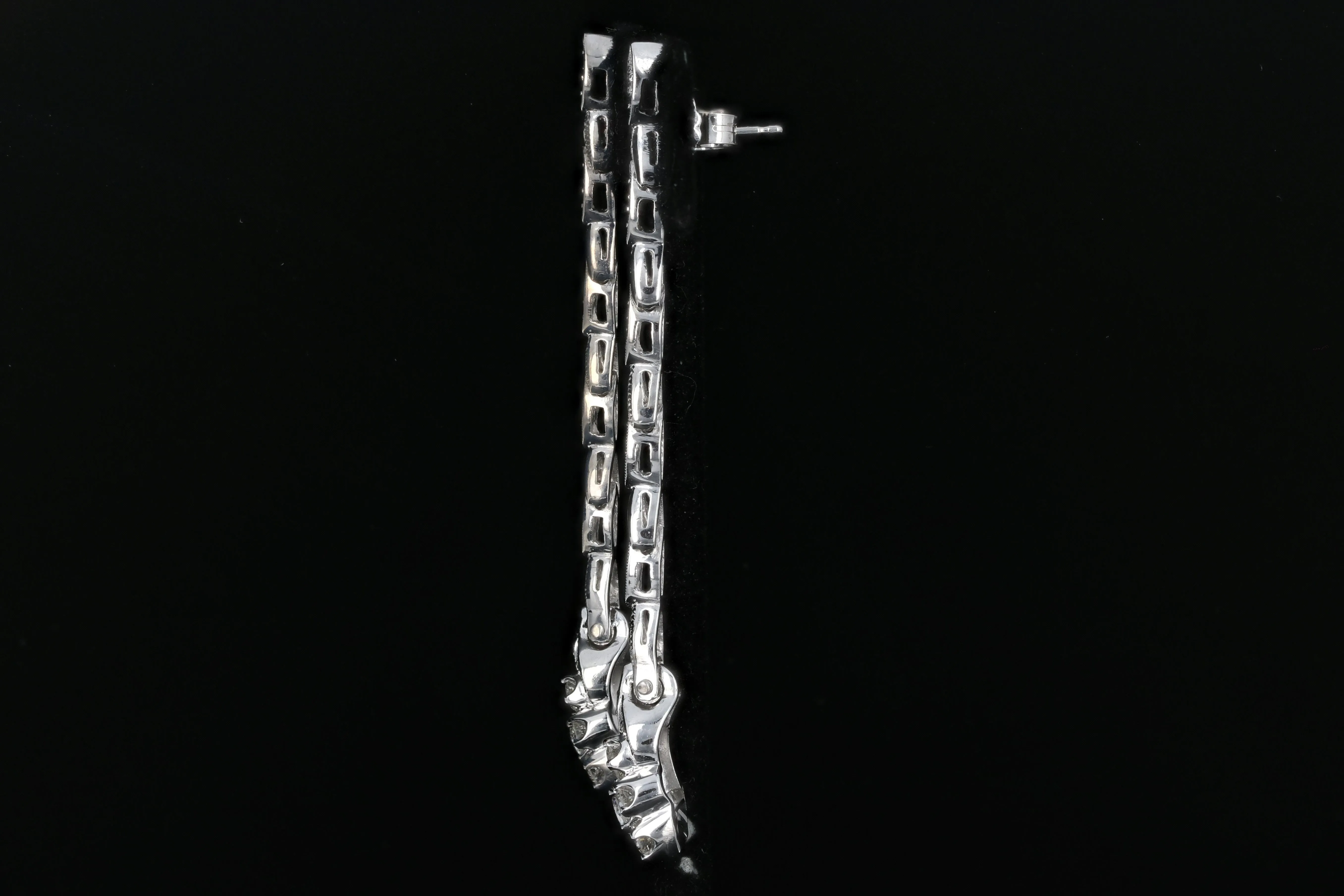 Retro 14K White Gold Diamond Conversion Dangle Earrings c.1940's