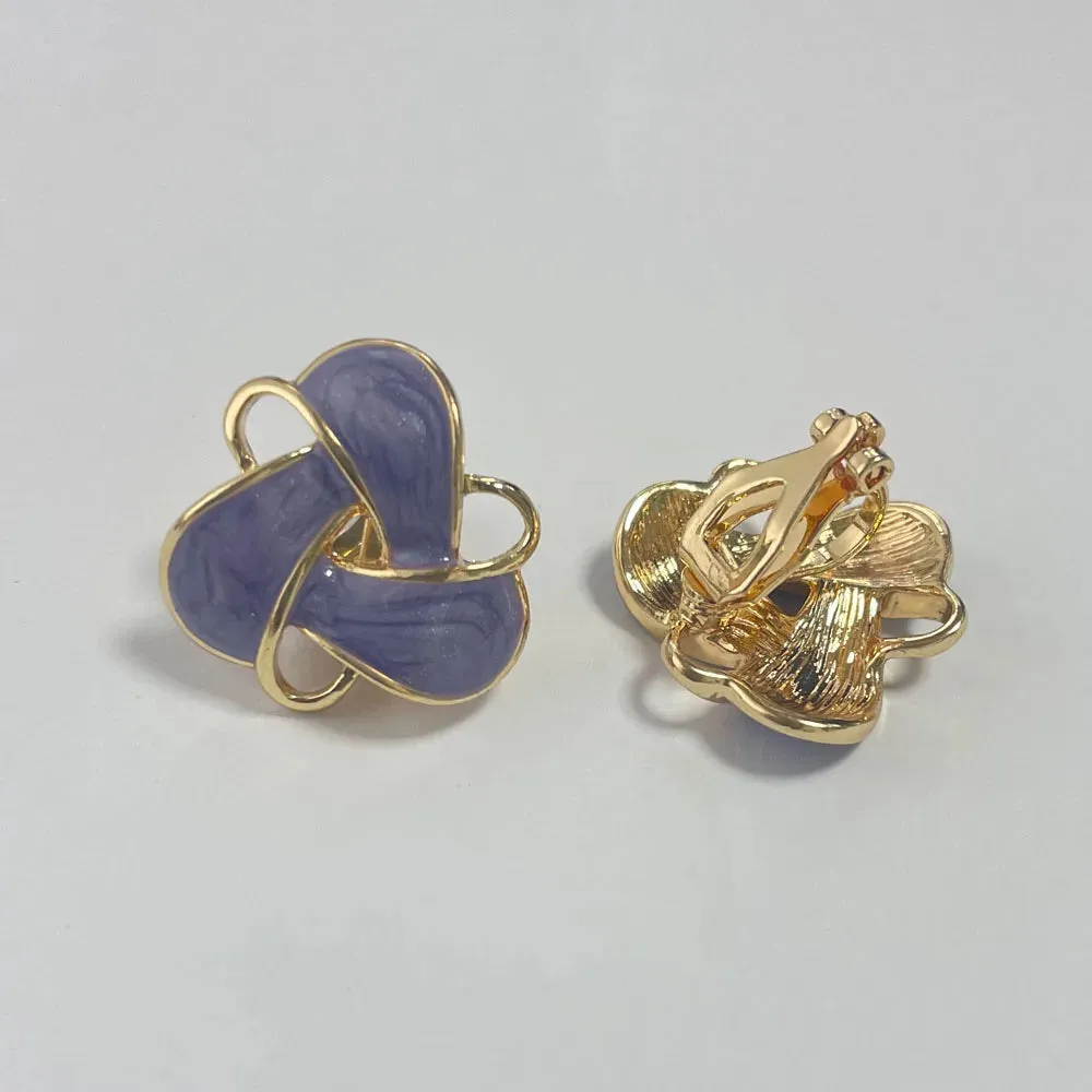 Retro Blue Clip on Earrings