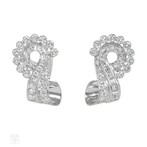 Retro diamond scroll earrings