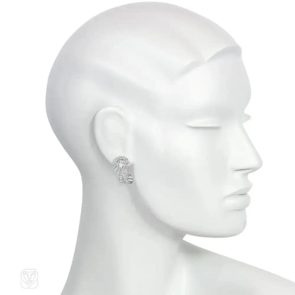 Retro diamond scroll earrings