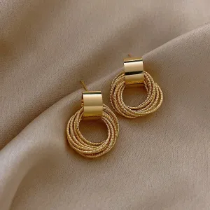 Retro Gold Circle Stud Earrings Set