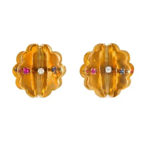 Retro gold refelective accordion earrings