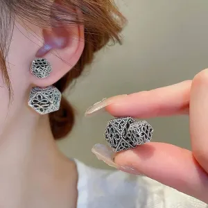 Retro Hollow Square Double Sided Earrings