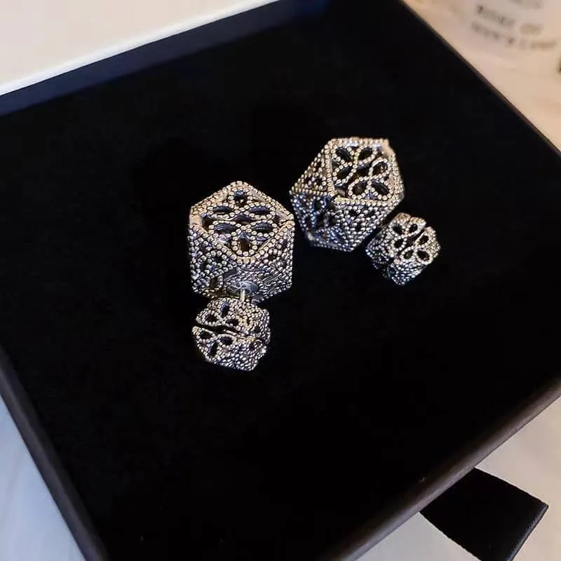 Retro Hollow Square Double Sided Earrings