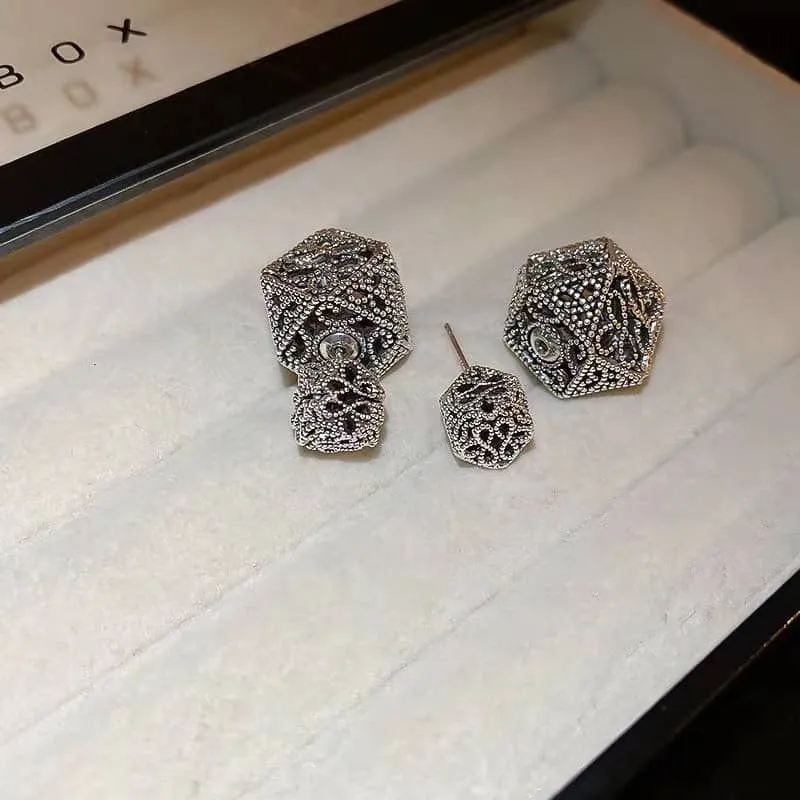 Retro Hollow Square Double Sided Earrings