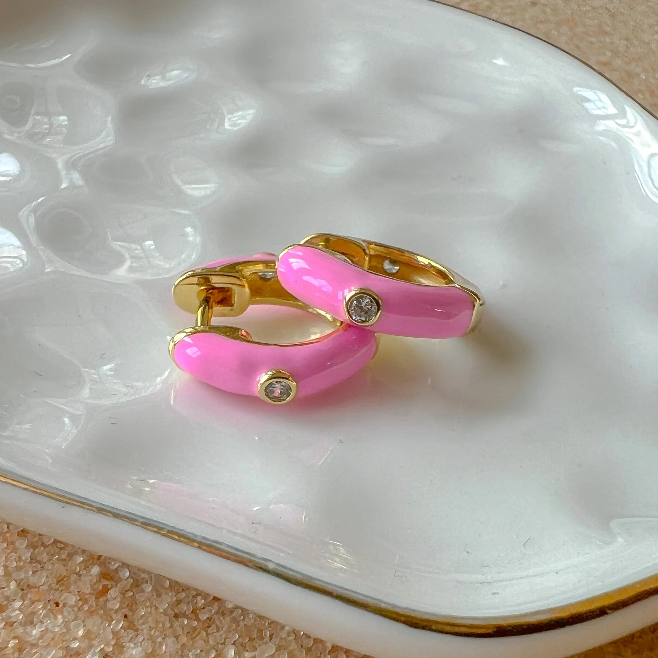 Retro Hoop Earrings - Enamel
