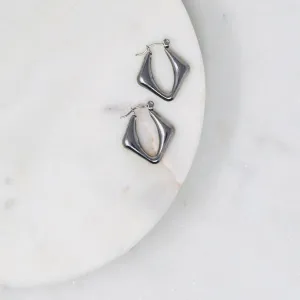 Retro Hoop Earrings - Geometric Stainless