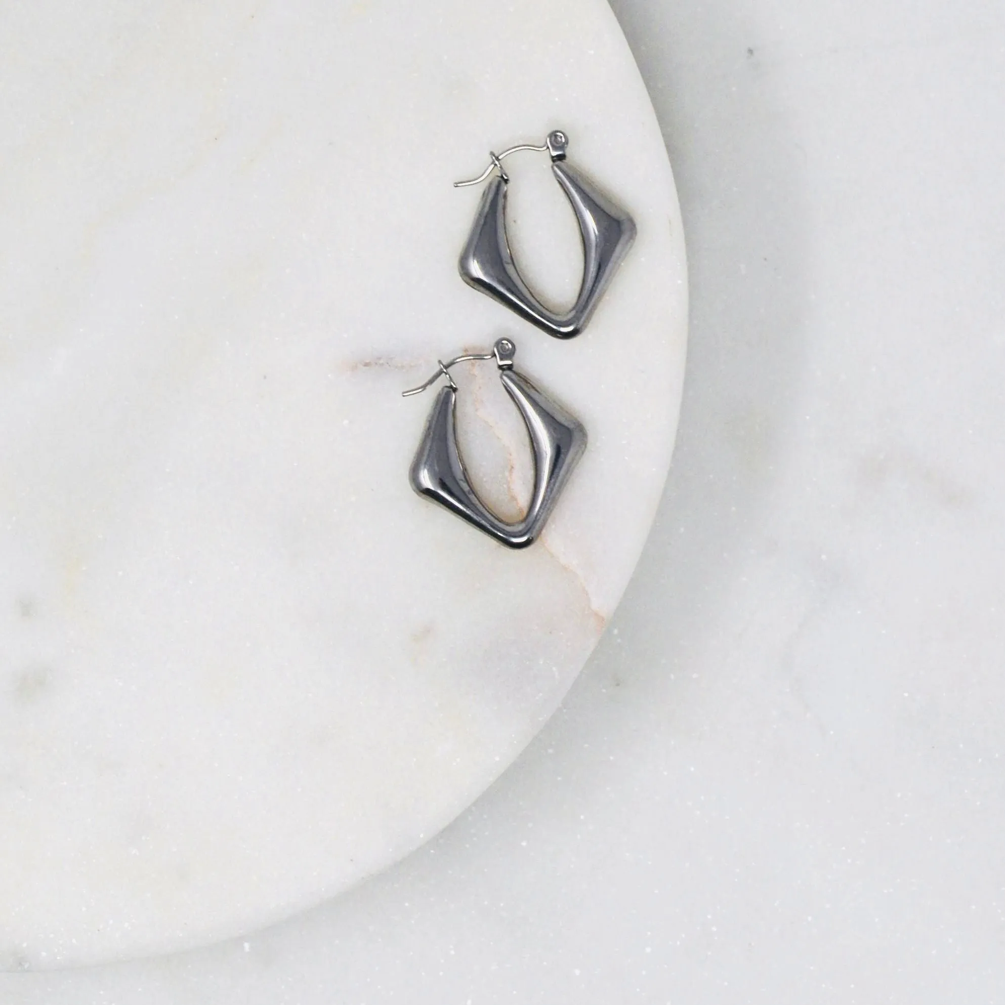 Retro Hoop Earrings - Geometric Stainless