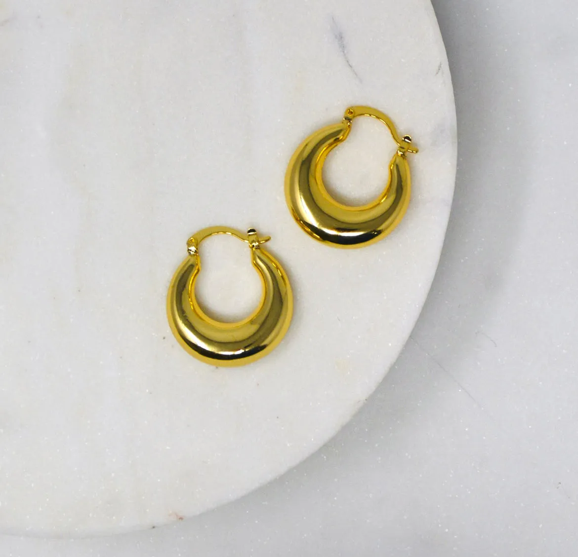 Retro Hoop Earrings - Large Gold