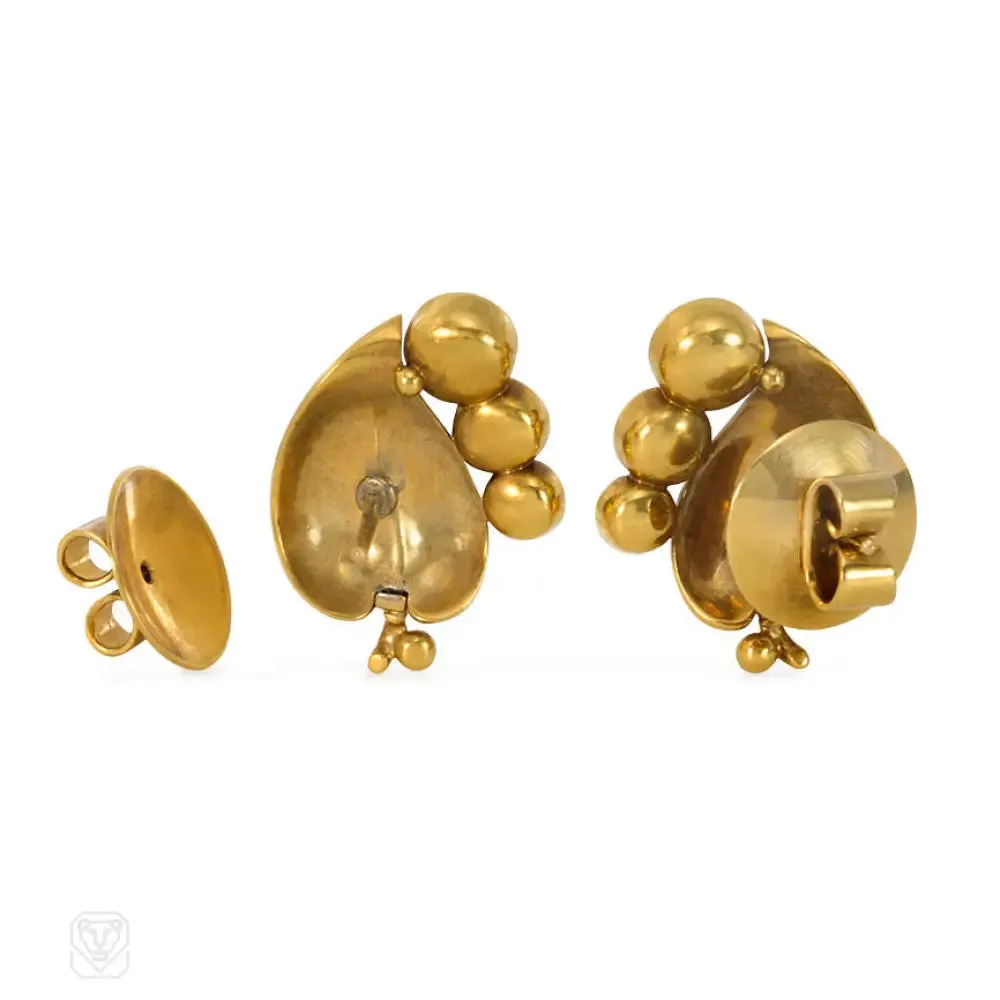 Retro multistone leaf earrings