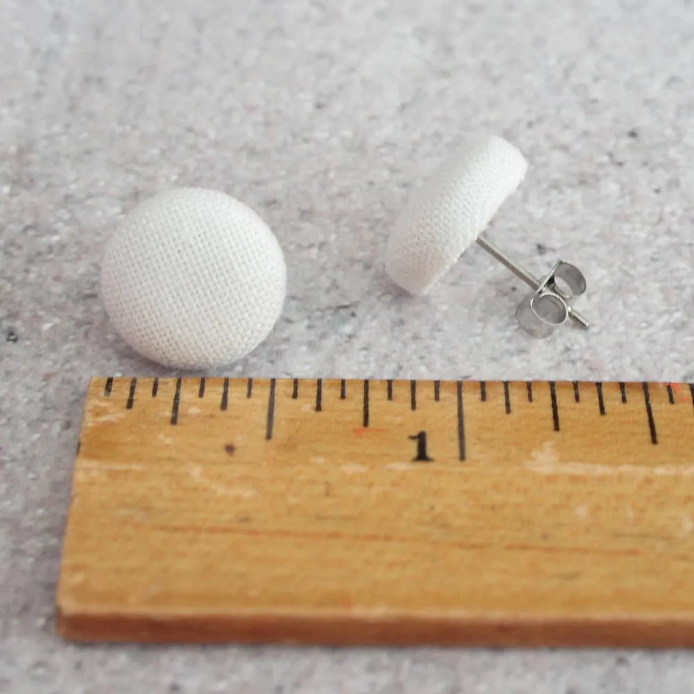 Retro Mushrooms Fabric Button Earrings