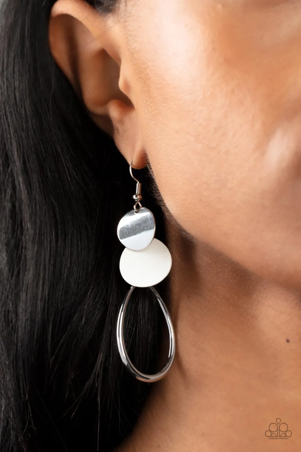 Retro Reception - White Earring