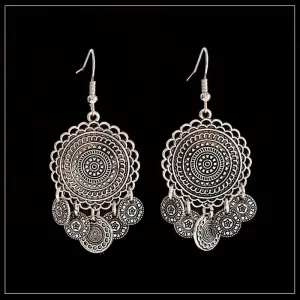 Retro Round Earrings Silver