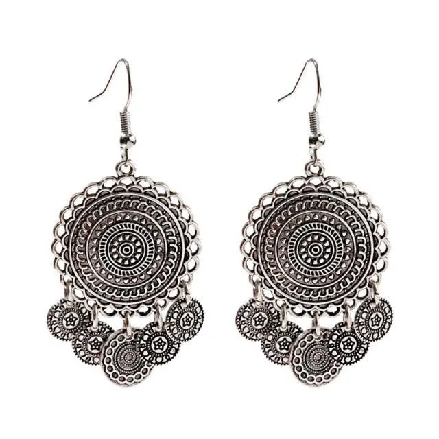 Retro Round Earrings Silver