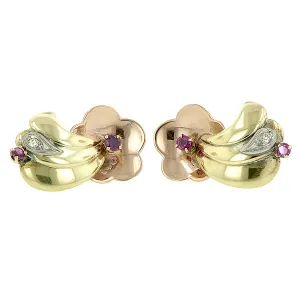 Retro Ruby & Diamond Earrings