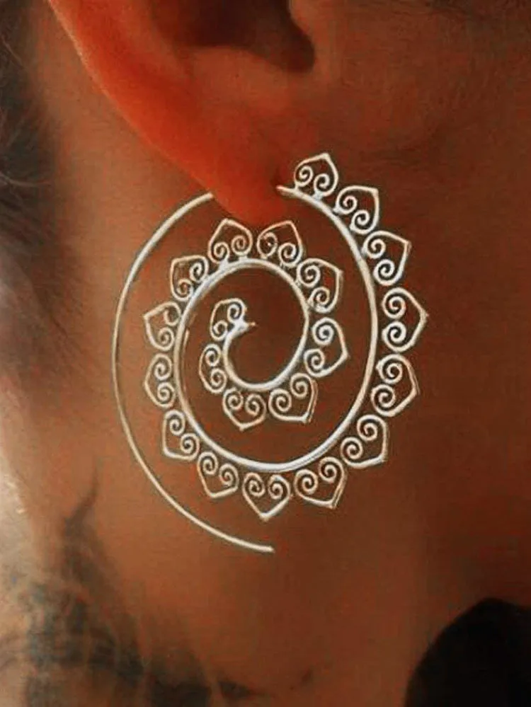 Retro Swirl Hoop Earrings