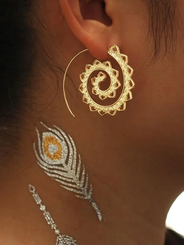 Retro Swirl Hoop Earrings