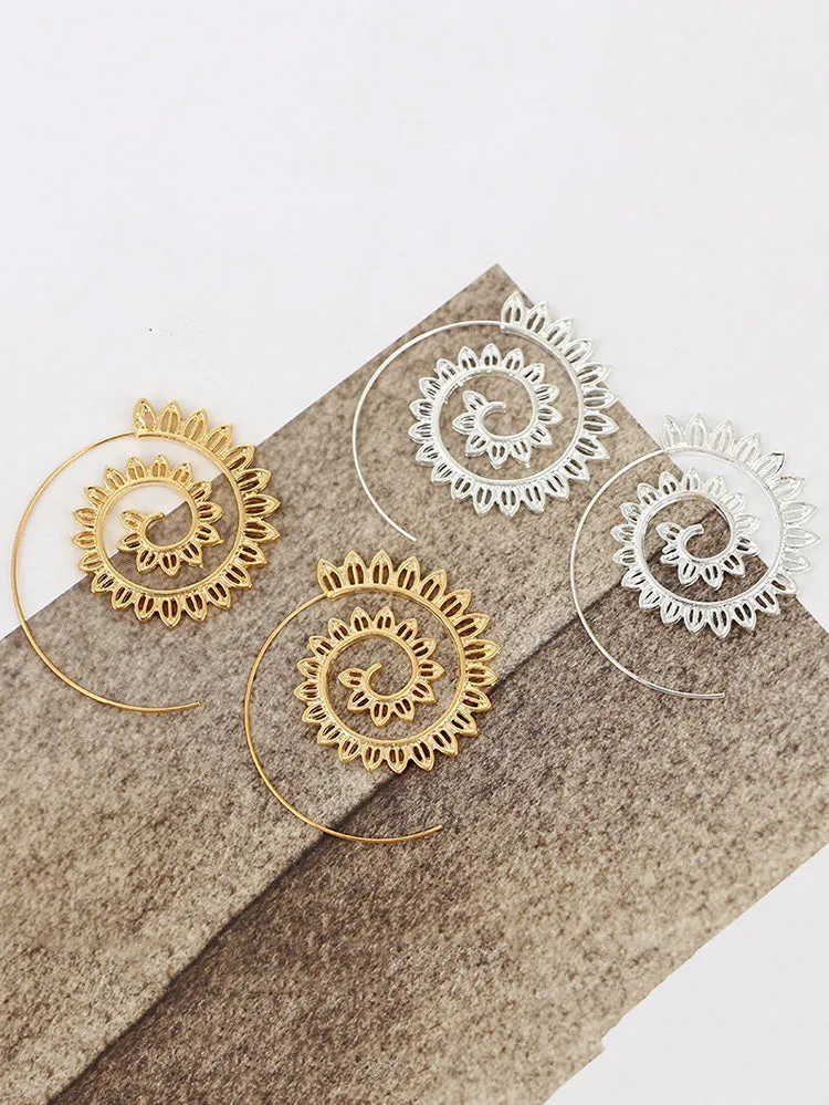 Retro Swirl Hoop Earrings