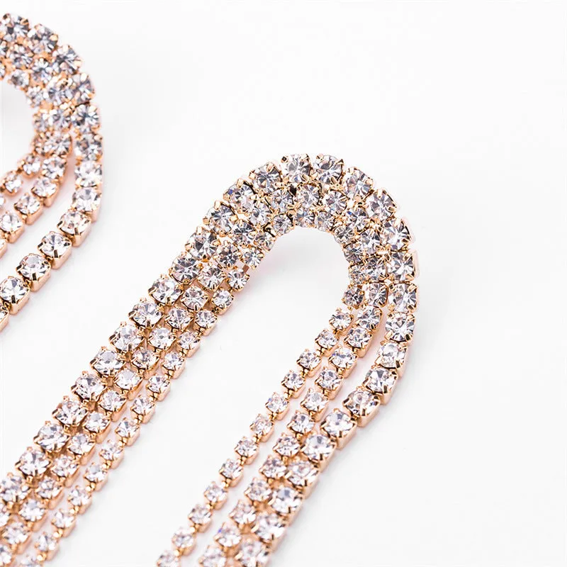 Retro Temperament Fringed Diamond Earrings Net Red Long Earrings Copper Claw Chain Earrings Female