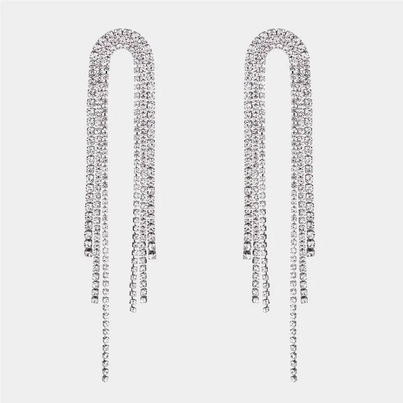 Retro Temperament Fringed Diamond Earrings Net Red Long Earrings Copper Claw Chain Earrings Female