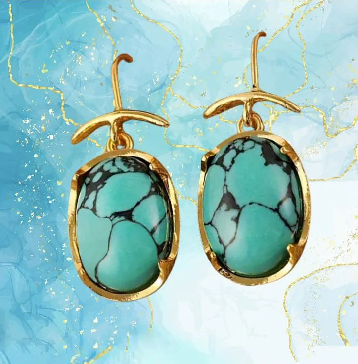 retro turquoise & gold drops