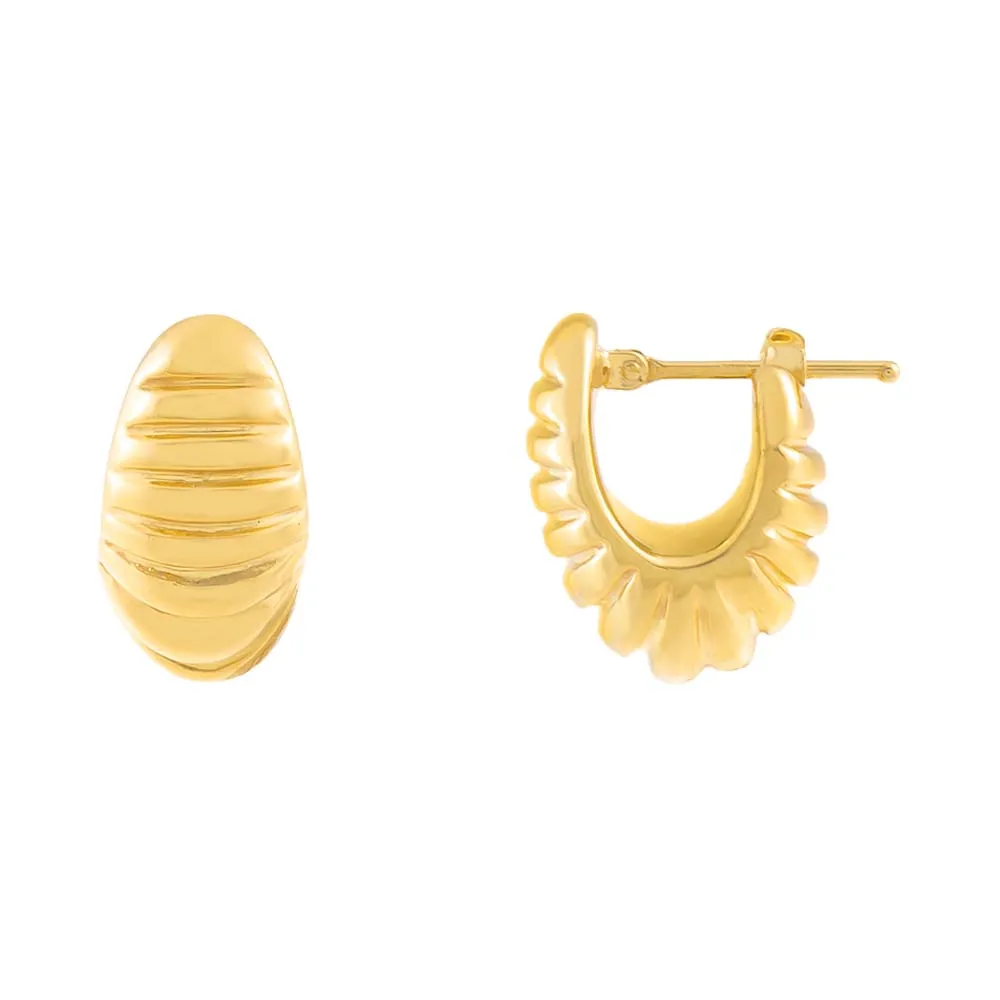 Ribbed Huggie Earring 14K