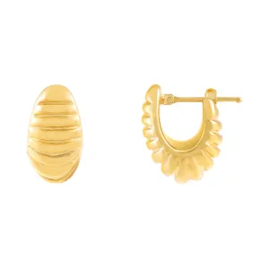 Ribbed Huggie Earring 14K