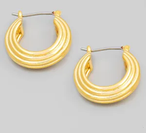 Ribbed Latch Hoop Earrings