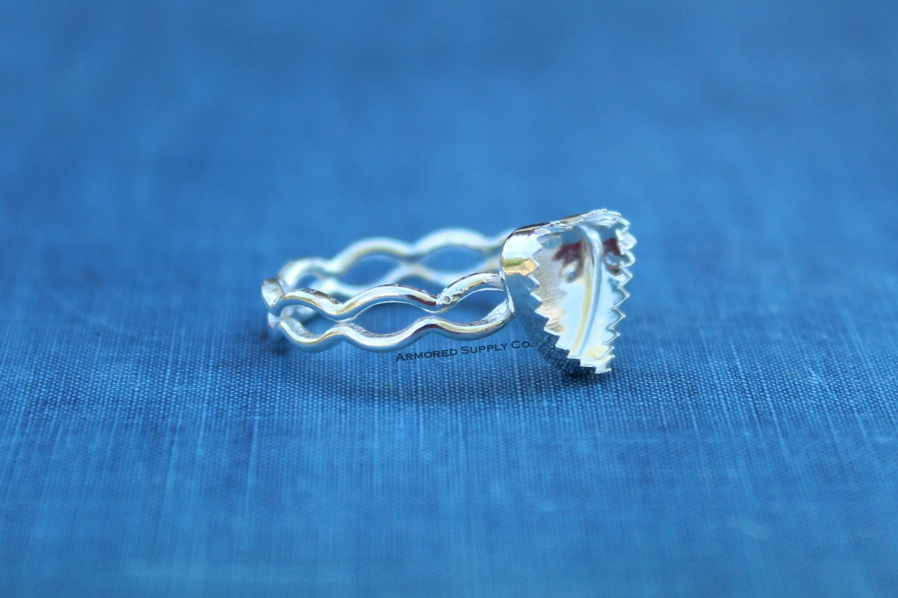 Ripple Ring Serrated Heart Bezel Cup Ring blank Setting