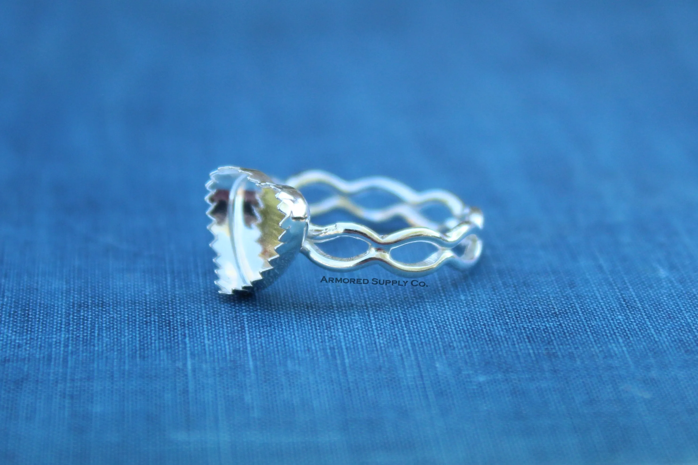 Ripple Ring Serrated Heart Bezel Cup Ring blank Setting