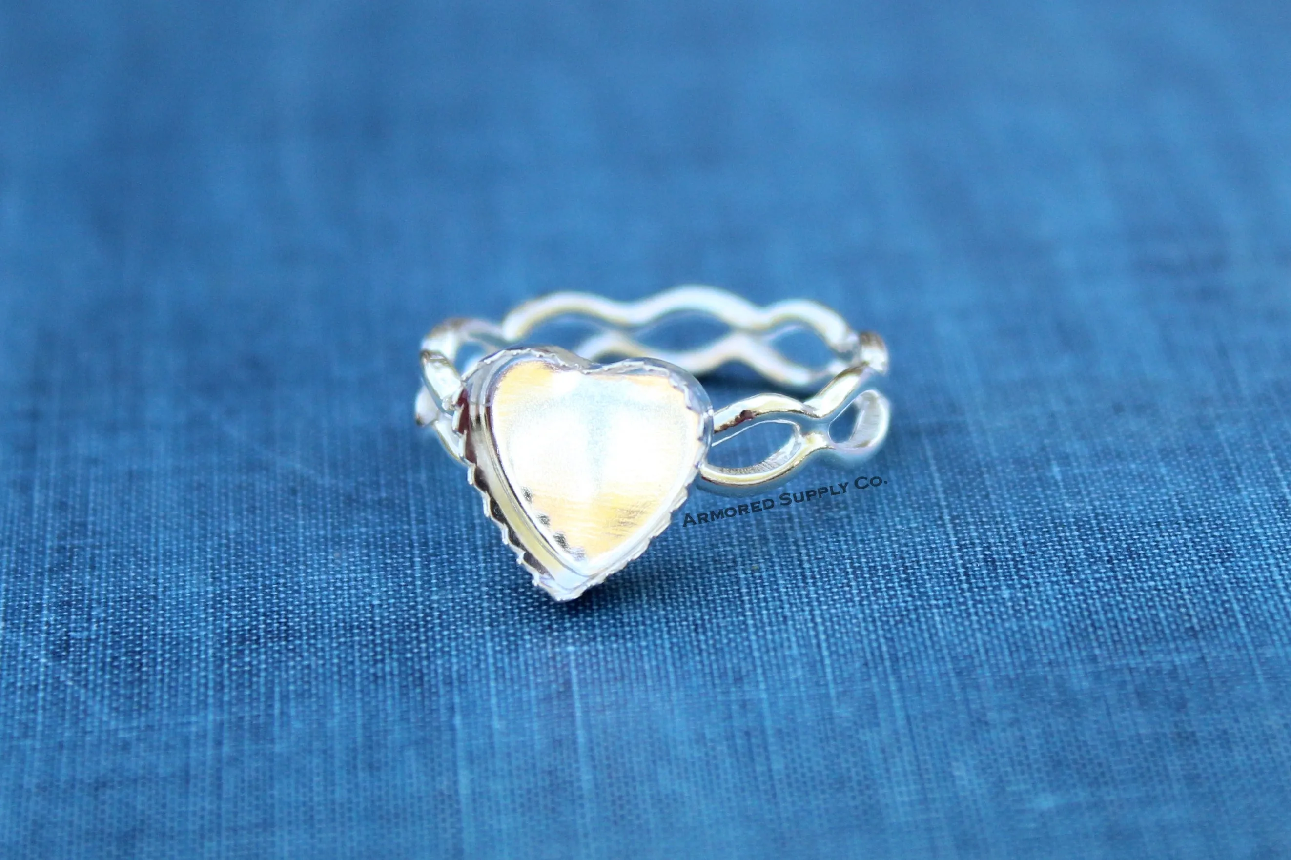 Ripple Ring Serrated Heart Bezel Cup Ring blank Setting
