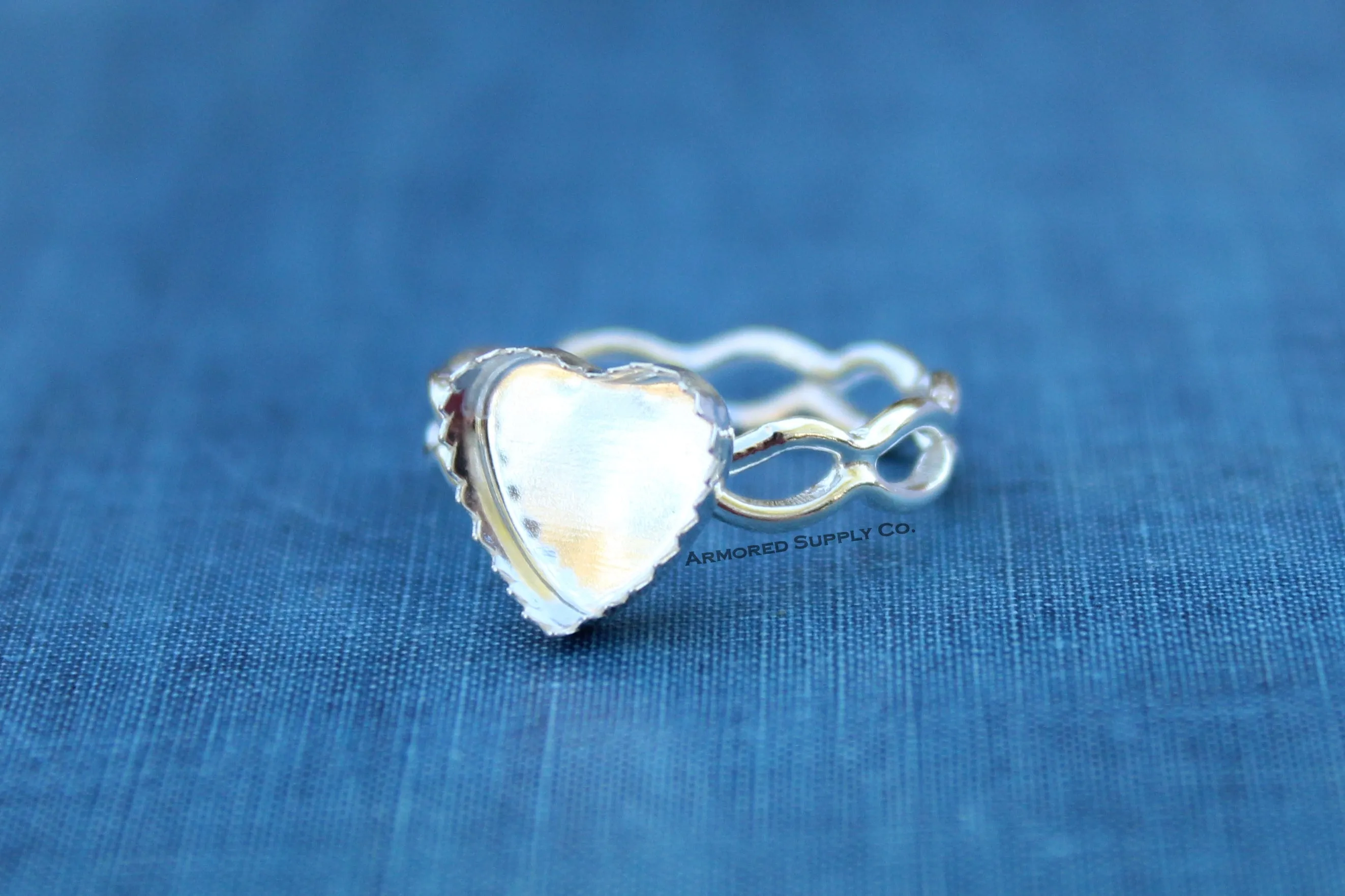 Ripple Ring Serrated Heart Bezel Cup Ring blank Setting