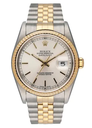 Rolex Datejust 16233 Silver Dial Mens Watch Box Papers