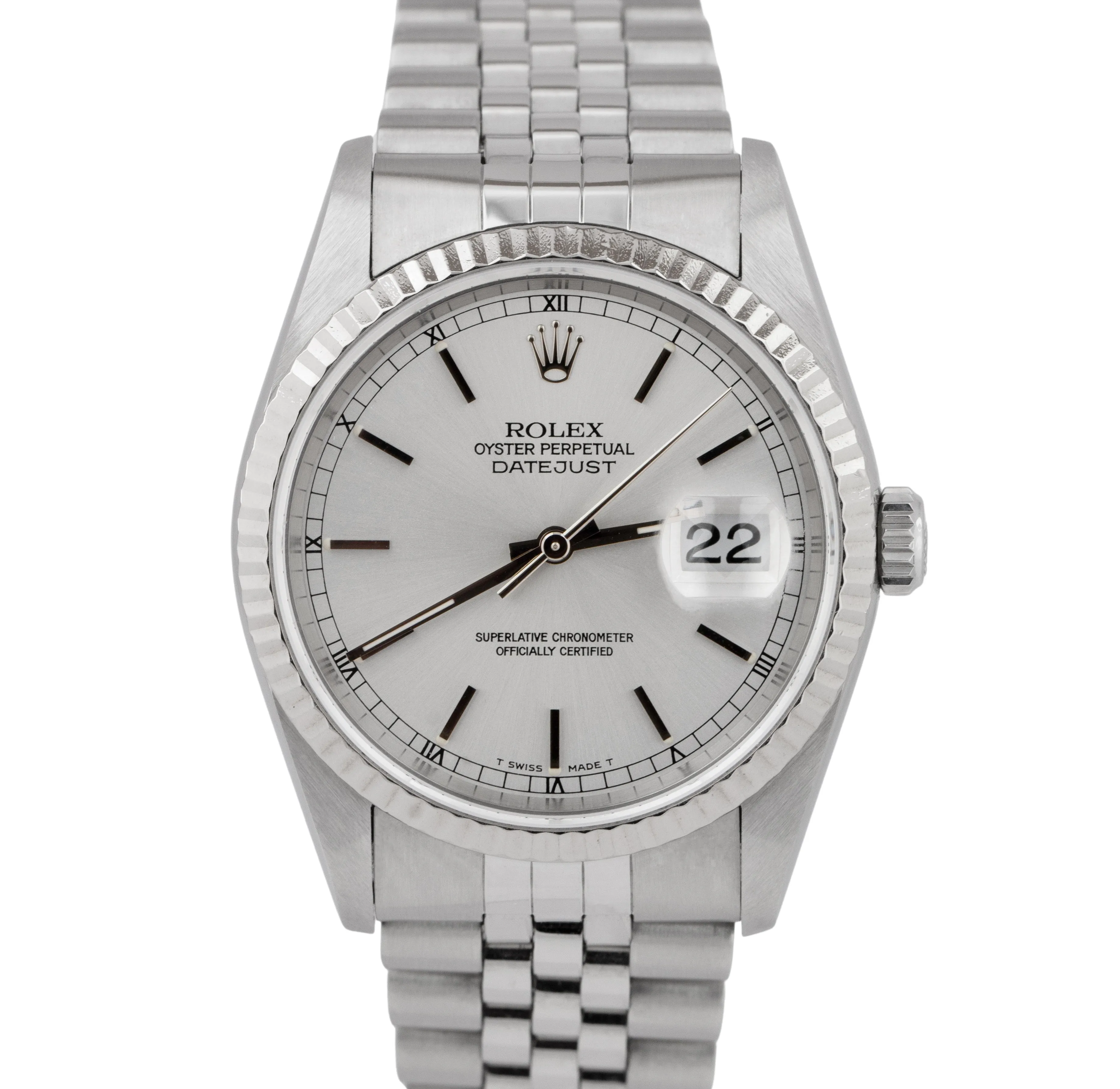 Rolex DateJust 36mm Stainless Steel Silver Jubilee Automatic Date Watch 16234