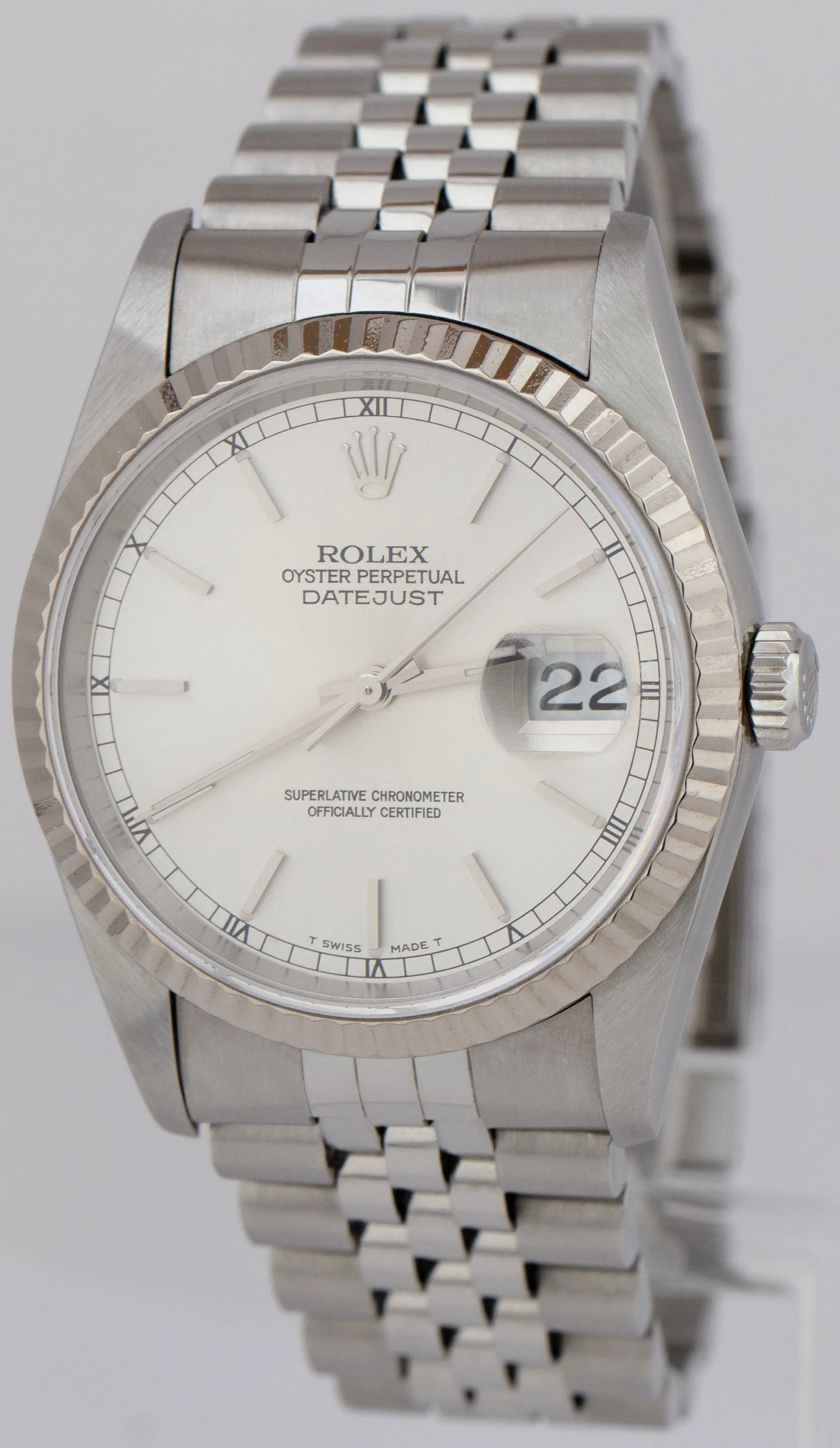 Rolex DateJust 36mm Stainless Steel Silver Jubilee Automatic Date Watch 16234